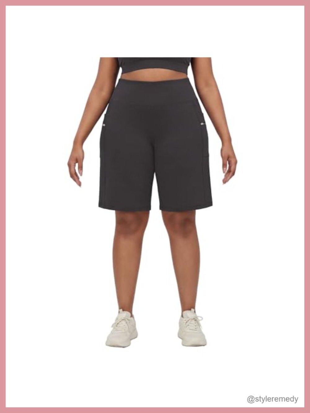 Plus Size High Waist Yoga Shorts with Pockets 9" Inseam Workout Bermuda